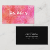 Carte de visite d'aquarelle rose | créatif (Devant / Derrière)