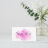 Carte de visite d'aquarelle rose élégant Splash MU (Debout devant)