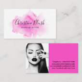 Carte de visite d'aquarelle rose élégant Splash MU (Devant / Derrière)
