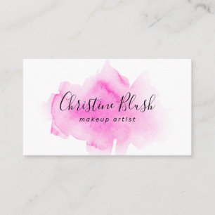 Carte de visite d'aquarelle rose élégant Splash MU