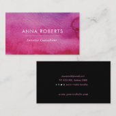 Carte de visite d'aquarelle rose minimal (Devant / Derrière)