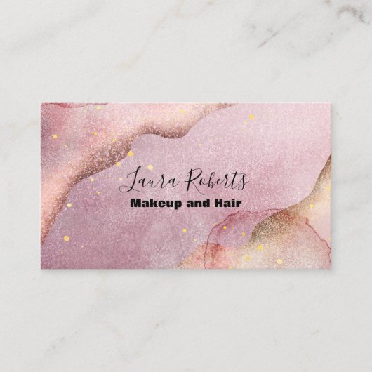 Carte de visite d'aquarelle rose moderne (Devant)