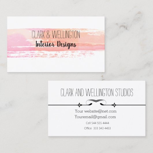 Carte de visite d'aquarelle Rose moderne (Devant / Derrière)