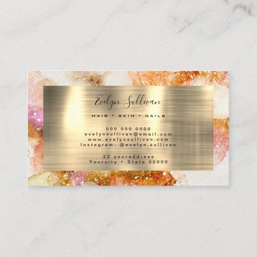 carte de visite d'aquarelle rose or (Dos)