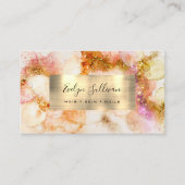 carte de visite d'aquarelle rose or (Devant)