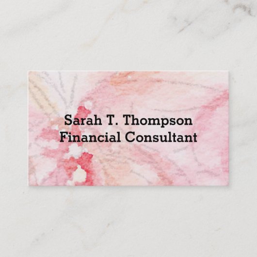 Carte de visite d'aquarelle rose pastel (Devant)