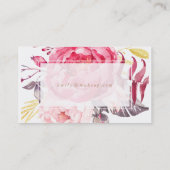 Carte de visite d'aquarelle rose Peonies (Dos)
