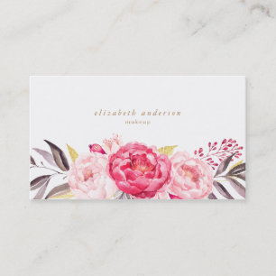 Carte de visite d'aquarelle rose Peonies