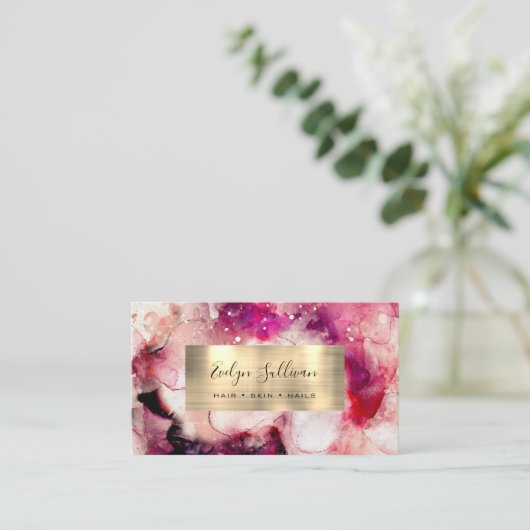 Carte de visite d'aquarelle rose violet (Debout devant)