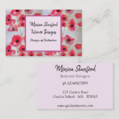 Carte de visite d'aquarelle rouge de fleurs de pav (Devant / Derrière)