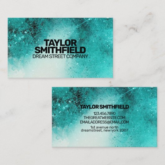 Carte de visite d'aquarelle turquoise (Devant / Derrière)