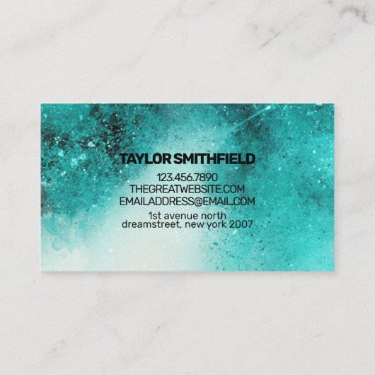 Carte de visite d'aquarelle turquoise (Dos)