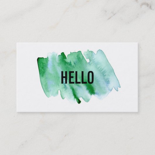 Carte de visite d'aquarelle vert moderne professio (Devant)