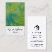 Carte de visite d'aquarelle verte herbaliste (Devant / Derrière)