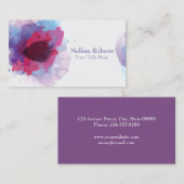 Carte de visite d'aquarelle violet (Devant / Derrière)