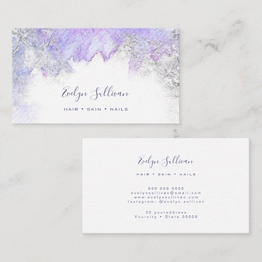 carte de visite d'aquarelle violet (Devant / Derrière)