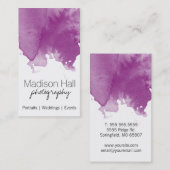 Carte de visite d'aquarelle violet chic (Devant / Derrière)
