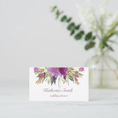 Carte de visite d'aquarelle violet et or (Debout devant)