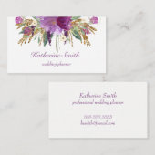 Carte de visite d'aquarelle violet et or (Devant / Derrière)