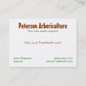 Carte de visite d'arboriculture (Dos)