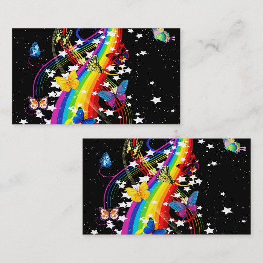 Carte de visite d'arc-en-ciel de papillon (Devant / Derrière)