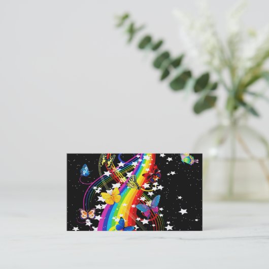 Carte de visite d'arc-en-ciel de papillon (Debout devant)