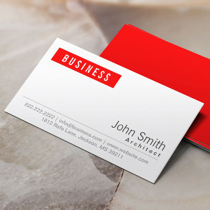 Carte de visite d'architecte Étiquette simple en 