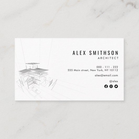 carte de visite d'architecte gris gras (Dos)