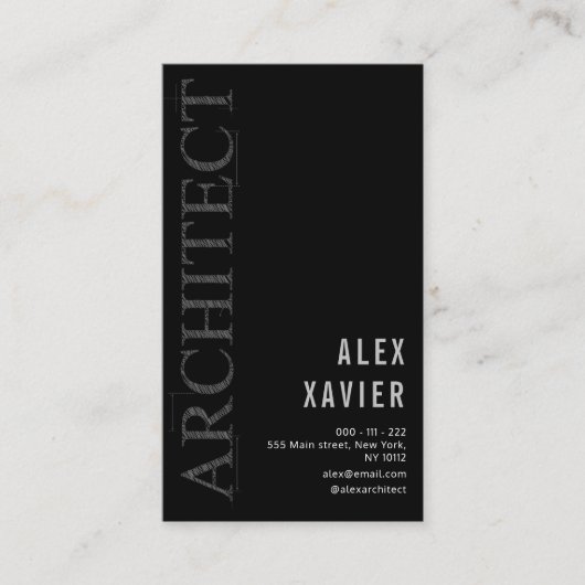 carte de visite d'architecte noir simple (Devant)