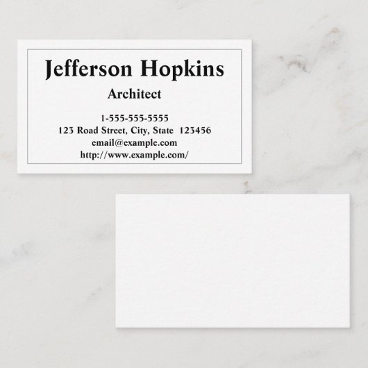 Carte de visite d'architecte professionnel et simp (Devant / Derrière)