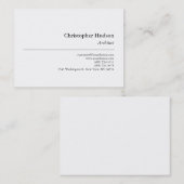 Carte de visite d'architecte simple en noir blanc (Devant / Derrière)