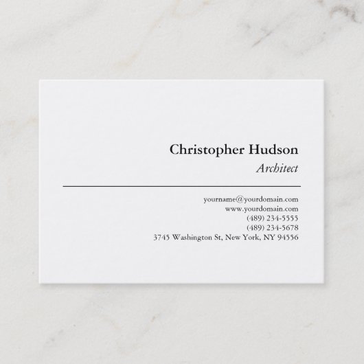 Carte de visite d'architecte simple en noir blanc (Devant)