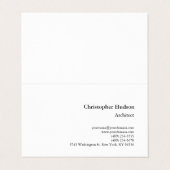 Carte de visite d'architecte simple en noir blanc (Extérieur déplié)