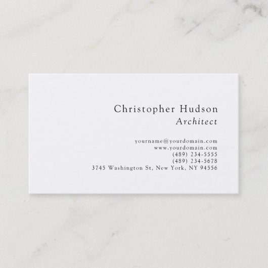 Carte de visite d'architecte simple en noir blanc (Devant)
