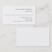Carte de visite d'architecte simple en noir blanc (Devant / Derrière)