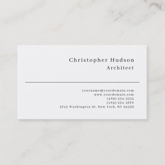 Carte de visite d'architecte simple en noir blanc (Devant)