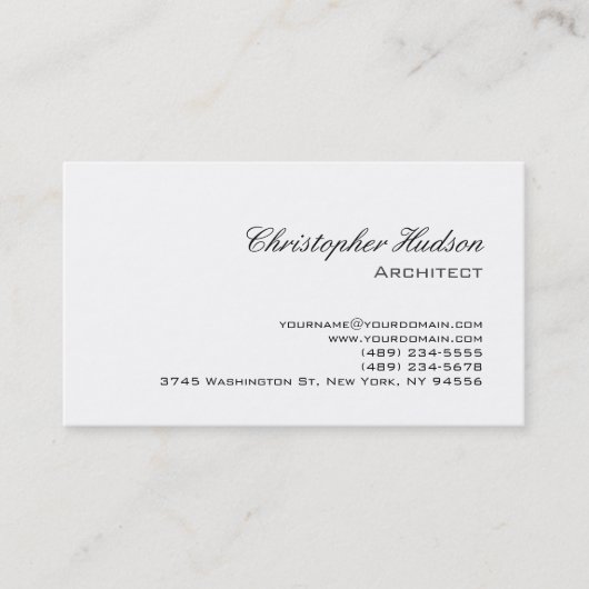 Carte de visite d'architecte simple en noir blanc (Devant)