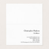 Carte de visite d'architecte simple en noir blanc (Extérieur déplié)