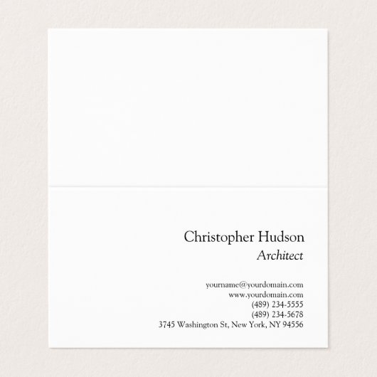 Carte de visite d'architecte simple en noir blanc (Extérieur déplié)