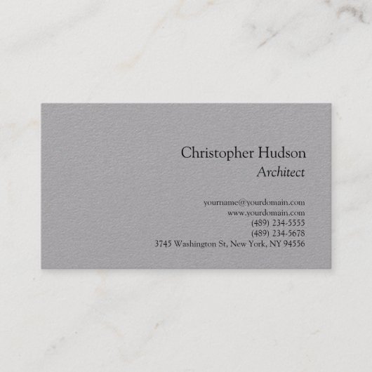 Carte de visite d'architecte simple gris Premium (Devant)