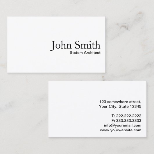 Carte de visite d'architecte système blanc clair (Devant / Derrière)