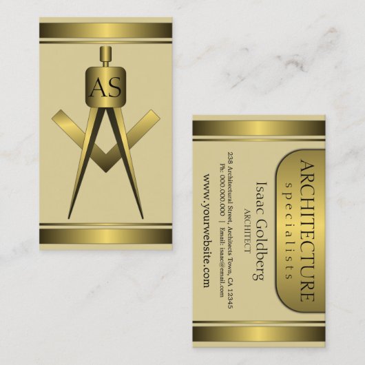 Carte de visite d'architecture Gold Architect Comp (Devant / Derrière)