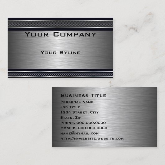 Carte de visite d'argent brossé foncé (Devant / Derrière)