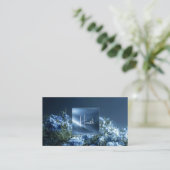Carte De Visite Dark Blue Floral Misty Mountain Luminous Frame (Debout devant)