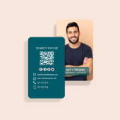 Carte De Visite Dark Blue Photo QR Code Connect With Me