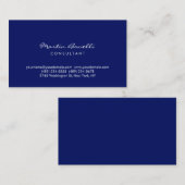Carte De Visite Dark Blue White Minimalist Script Plain Simple (Devant / Derrière)