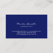 Carte De Visite Dark Blue White Minimalist Script Plain Simple (Devant)