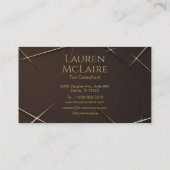 Carte De Visite Dark Brown & Gold Accent Monogram Business Card (Dos)