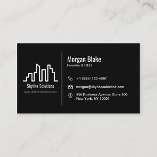 Carte De Visite Dark Business Card with White Minimalist Design