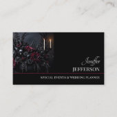 Carte De Visite Dark Floral event wedding planner (Devant)